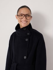 Hush Blue Pure Wool Double Faced Belted Coat - Image 6 of 7
