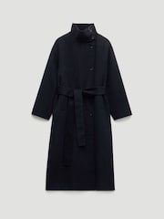 Hush Blue Pure Wool Double Faced Belted Coat - Image 7 of 7