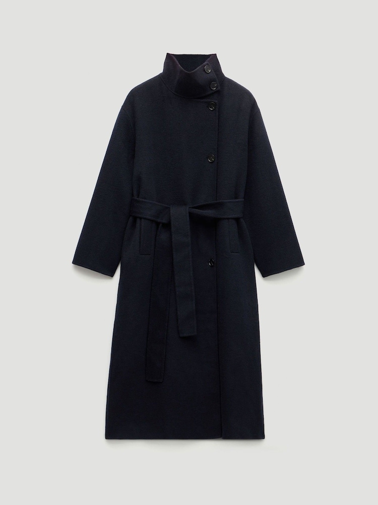 Hush Blue Pure Wool Double Faced Belted Coat - Image 7 of 7 Hush Blue Pure Wool Double Faced Belted Coat - Image 7 of 7