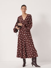 Hush Brown Grace V-Neck Long Sleeve Dress - Image 1 of 5