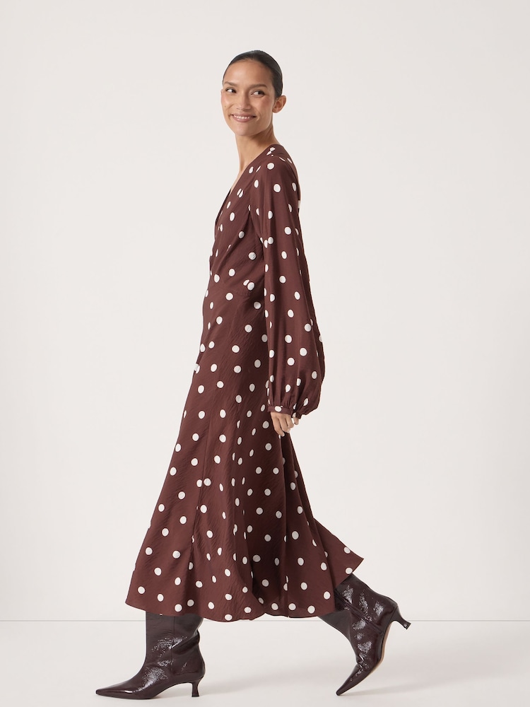 Hush Brown Grace V-Neck Long Sleeve Dress - Image 2 of 5