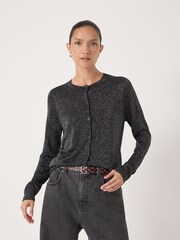 Hush Crew Neck Slim Fit Metallic Cardigan - صورة 1 من 6