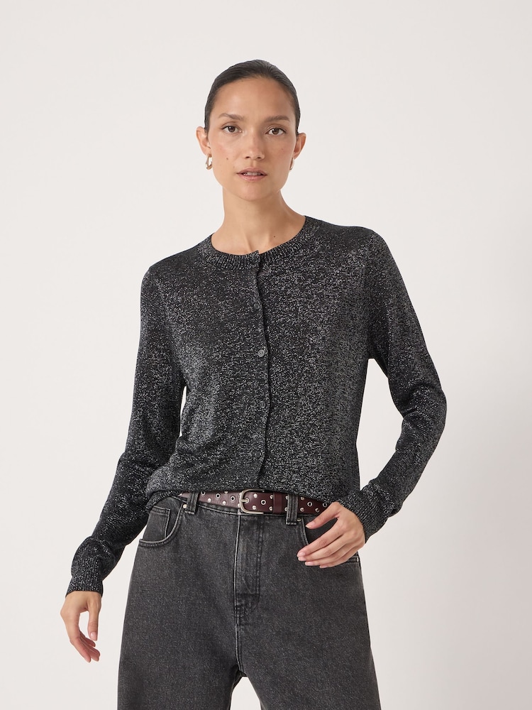 Hush Crew Neck Slim Fit Metallic Cardigan - صورة 1 من 6