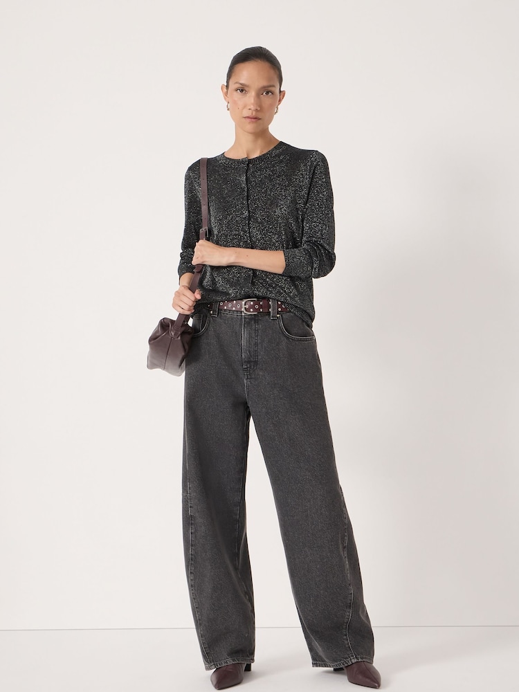 Hush Crew Neck Slim Fit Metallic Cardigan - صورة 2 من 6