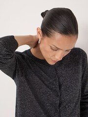 Hush Crew Neck Slim Fit Metallic Cardigan - صورة 4 من 6