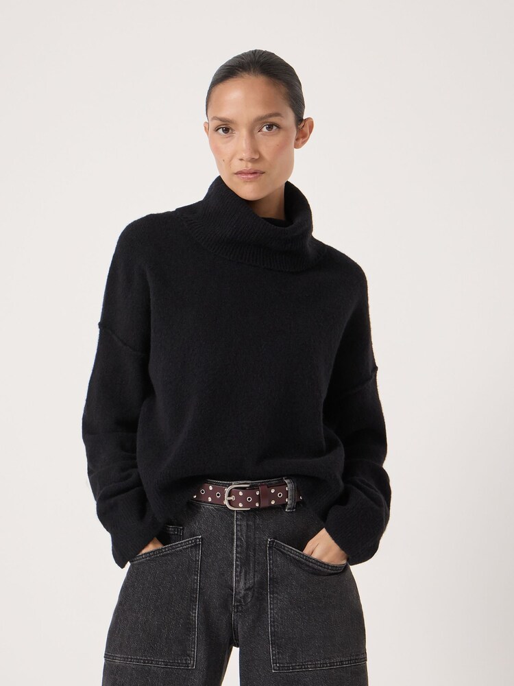Hush Black Cropped Meryl Wool Blend Jumper - Image 1 of 6