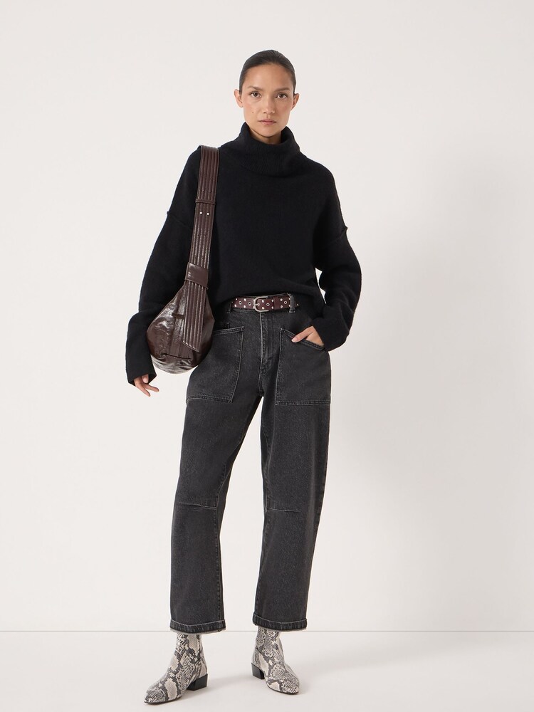 Hush Black Cropped Meryl Wool Blend Jumper - Image 2 of 6