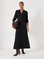 Hush Black Polo Neck Knitted Midi Dress - Image 1 of 4