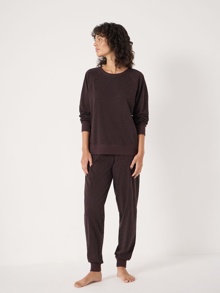 Hush Brown Joelle Jersey Joggers Animal Print Pyjamas - Image 1 of 6 Hush Brown Joelle Jersey Joggers Animal Print Pyjamas - Image 1 of 6