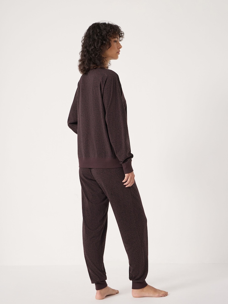 Hush Brown Joelle Jersey Joggers Animal Print Pyjamas - Image 2 of 6 Hush Brown Joelle Jersey Joggers Animal Print Pyjamas - Image 2 of 6