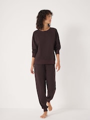 Hush Brown Joelle Jersey Joggers Animal Print Pyjamas - Image 3 of 6