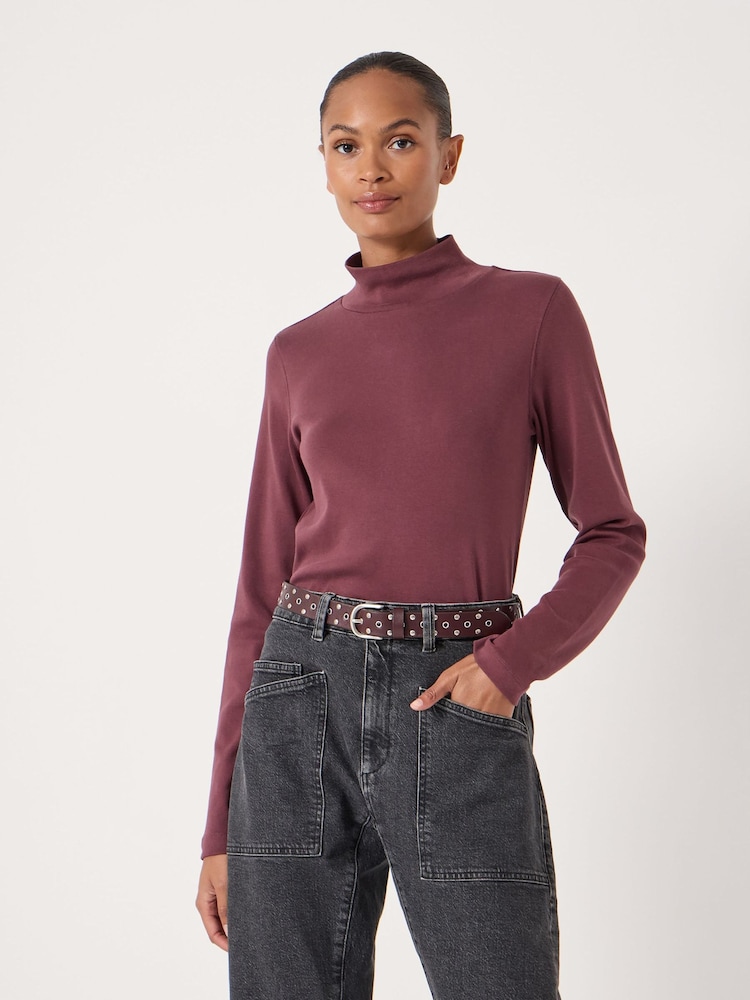 Hush Purple High Neck Midweight Jersey Top - Image 1 of 6 Hush Purple High Neck Midweight Jersey Top - Image 1 of 6