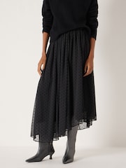 Hush Black Asymmetrical Flocked Spot Skirt - Image 1 of 5