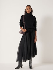 Hush Black Asymmetrical Flocked Spot Skirt - Image 2 of 5