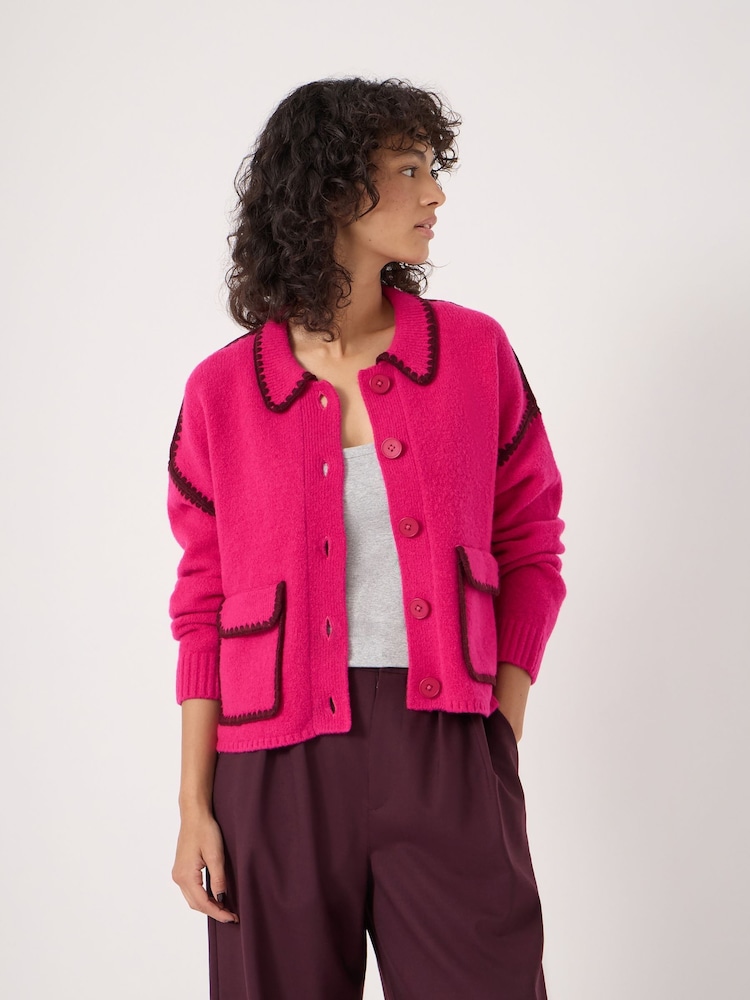 Hush Pink Wool Blend Whipstitch Trim Shirt Jacket - Image 1 of 6 Hush Pink Wool Blend Whipstitch Trim Shirt Jacket - Image 1 of 6