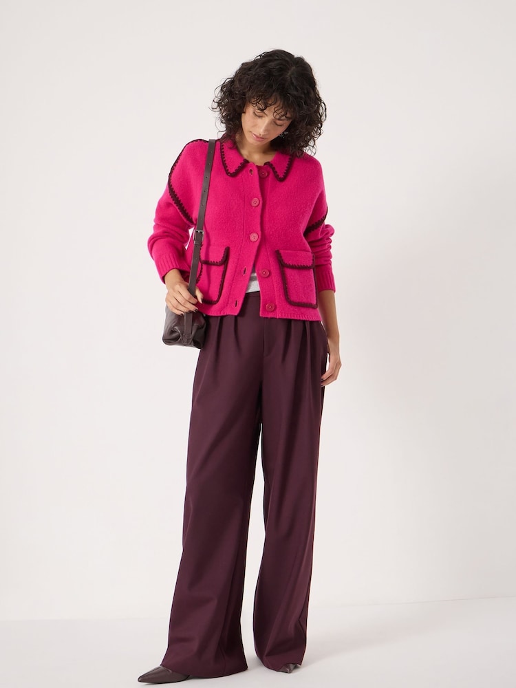 Hush Pink Wool Blend Whipstitch Trim Shirt Jacket - Image 2 of 6 Hush Pink Wool Blend Whipstitch Trim Shirt Jacket - Image 2 of 6