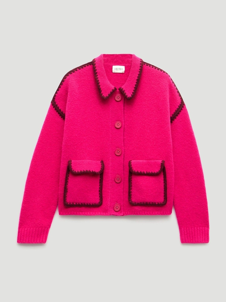 Hush Pink Wool Blend Whipstitch Trim Shirt Jacket - Image 6 of 6 Hush Pink Wool Blend Whipstitch Trim Shirt Jacket - Image 6 of 6