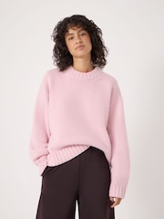 Hush Pink Cora Relaxed Chunky Cashmere Crew Jumper - Image 1 of 6