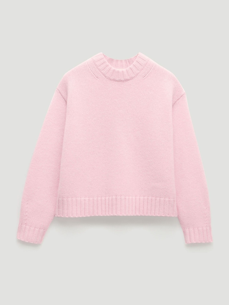 Hush Pink Cora Relaxed Chunky Cashmere Crew Jumper - Image 6 of 6