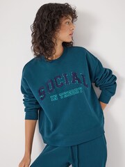 Hush Green Social In Theory Graphic Sweatshirt - Image 1 of 5