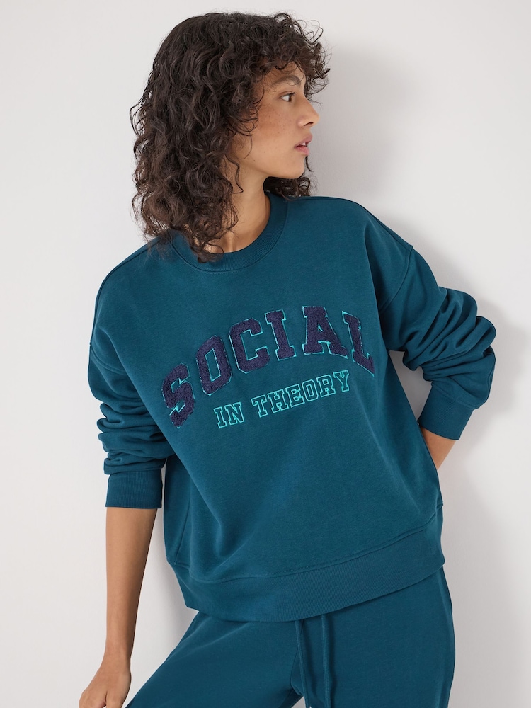 Hush Green Social In Theory Graphic Sweatshirt - Image 1 of 5