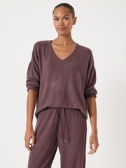 Hush Brown Gillian Supersoft V-Neck Top - Image 1 of 2