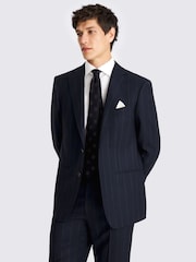 MOSS Regular Fit Navy Blue Stripe Jacket - Image 1 of 4