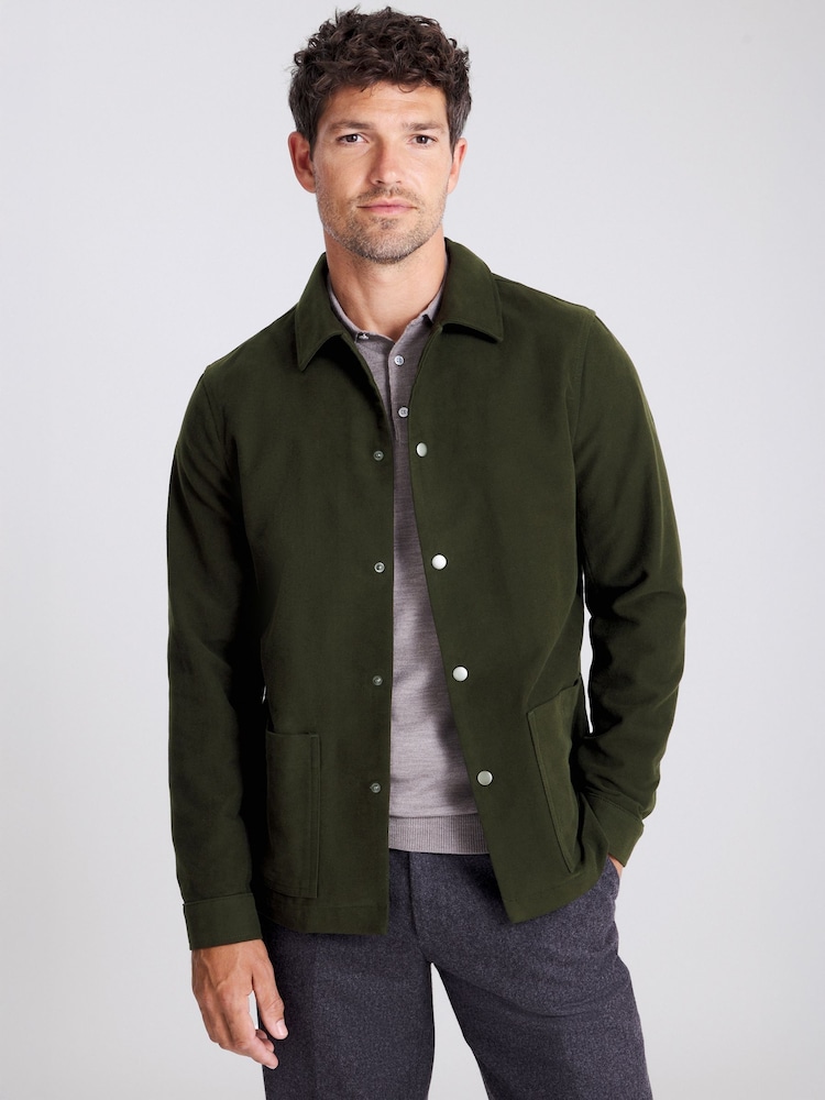 Khaki Green Moleskin Chore Overshirt - Image 1 of 4
