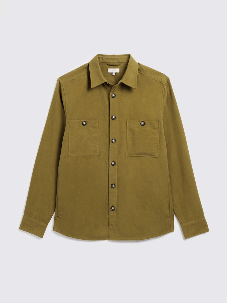 MOSS Green Brushed Cord Overshirt - Image 4 of 4 MOSS Green Brushed Cord Overshirt - Image 4 of 4