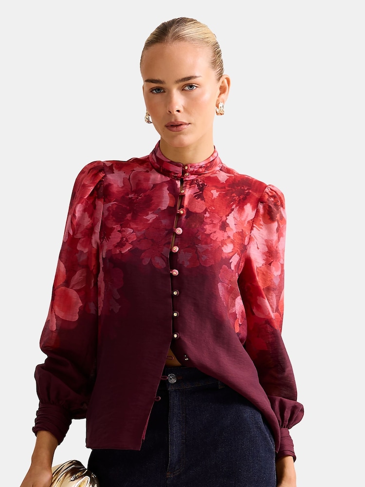 Forever New Red Emilia Printed Blouse Contains Linen - Image 1 of 5 Forever New Red Emilia Printed Blouse Contains Linen - Image 1 of 5