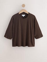 Chocolate Brown Ribbed Short Sleeve Pyjamas - Image 2 of 5