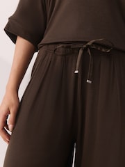 Chocolate Brown Ribbed Short Sleeve Pyjamas - Image 6 of 11