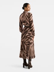 Forever New Brown Skyla Petite Pleated Midi Dress - Image 2 of 4