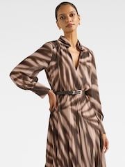 Forever New Brown Skyla Petite Pleated Midi Dress - Image 3 of 4