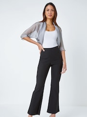 Roman Grey 3/4 Sleeve Ruched Hem Chiffon Bolero Blouse - Image 2 of 5