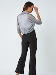 Roman Grey 3/4 Sleeve Ruched Hem Chiffon Bolero Blouse - Image 3 of 5