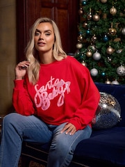 Yours Curve Red Santa Baby Bow Novelty Sweatshirt - Image 3 of 6