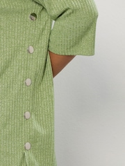Yours Curve Green Ribbed Button Detail Top - Image 4 of 5
