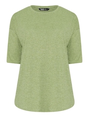 Yours Curve Green Ribbed Button Detail Top - Image 5 of 5