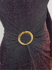 أسود كروم - فستان متوسط الطول بكُم طويل ومزين بإبزيم من Long Tall Sally - صورة 4 من 5