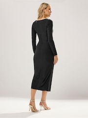 Long Tall Sally Black Long Sleeve Buckle Midaxi Dress - Image 2 of 5