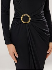Long Tall Sally Black Long Sleeve Buckle Midaxi Dress - Image 4 of 5
