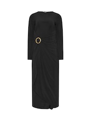 Long Tall Sally Black Long Sleeve Buckle Midaxi Dress - Image 5 of 5