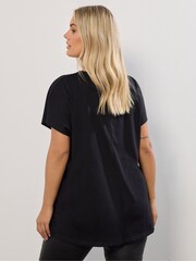 Yours Curve Black Logo Slash Detail Top - Image 3 of 5