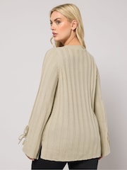 Yours Curve Brown Tie Up Sleeve Jumper - Image 2 of 5