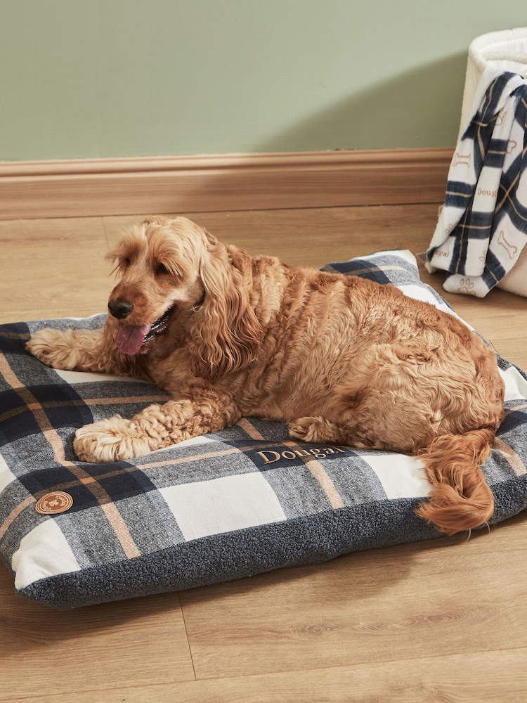 Made Yours Blue Personalised Deep Duvet Navy Check Medium Dog Bed - Image 1 of 5 Made Yours Blue Personalised Deep Duvet Navy Check Medium Dog Bed - Image 1 of 5