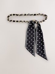 Black Polka Dot Scarf Chain Belt - Image 2 of 3
