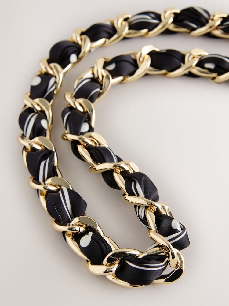 Black Polka Dot Scarf Chain Belt - Image 3 of 3