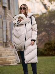 Seraphine Taupe Long 3-In-1 Maternity & Babywearing Puffa Coat - Image 1 of 8