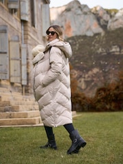 Seraphine Taupe Long 3-In-1 Maternity & Babywearing Puffa Coat - Image 2 of 8